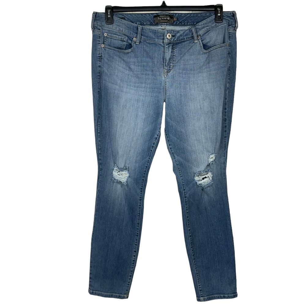Torrid SZ 20 Skinny Jeans Distressed High-Rise Stretch Zip-Fly Medium Wash Blue